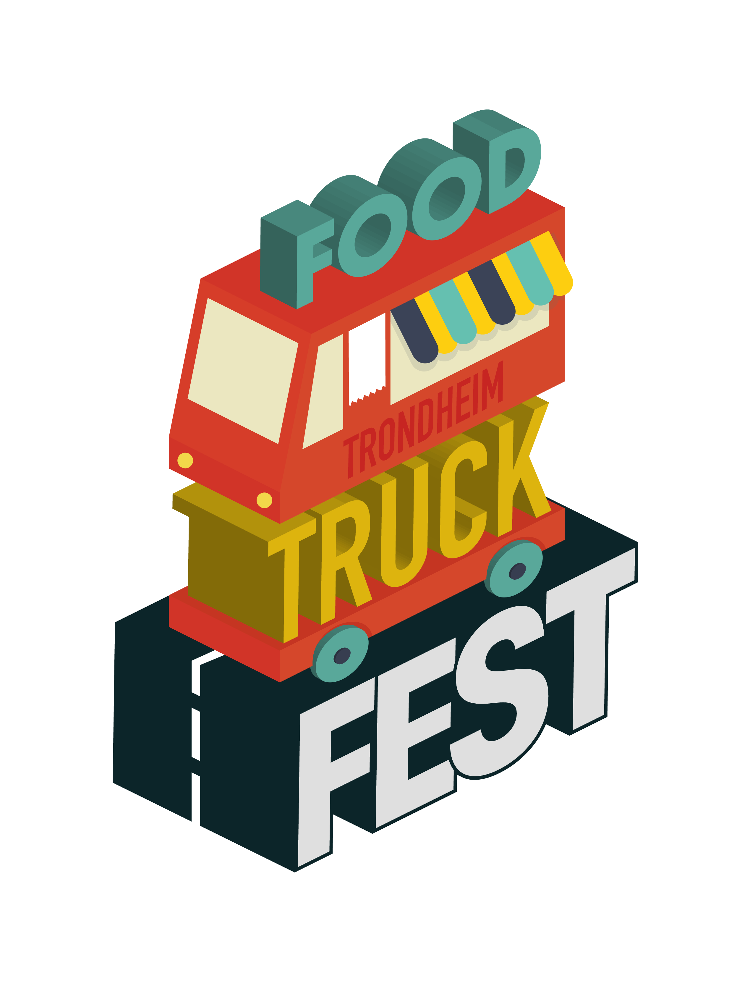 Isometric food truck festival logo